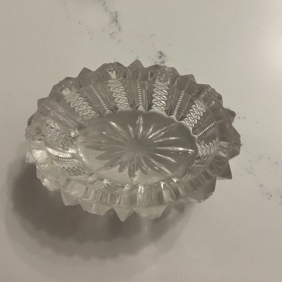 Vintage Cut Glass Crystal Salt Cellar and Mini Vase - Picture 3 of 5